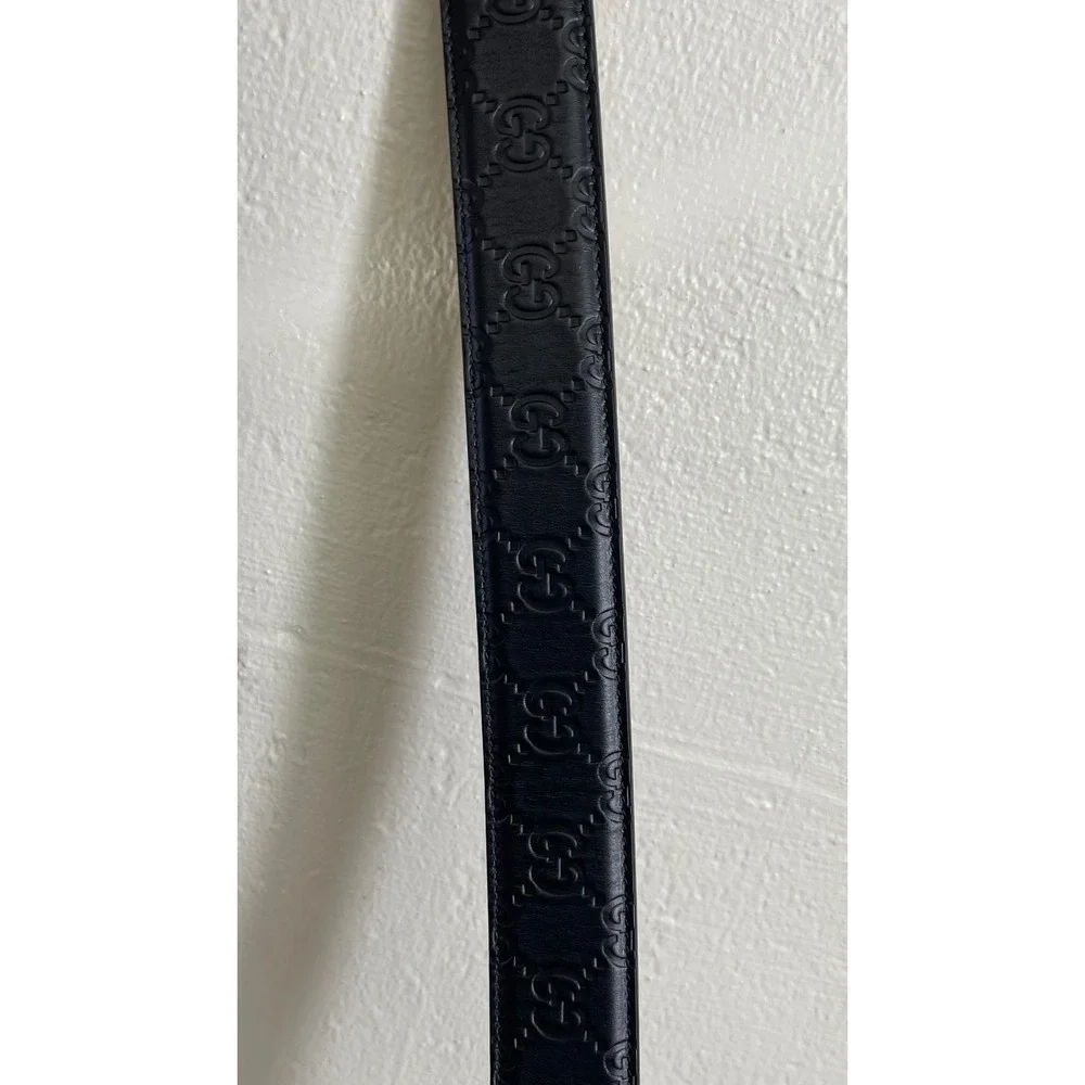 Gucci Signature GG Black Leather Adjustable Belt 403941 CWC0N Men's Size 100-40